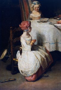 Le Benedicite, ca. 1740, detalj (olje på lerret) av Jean Baptiste Simeon Chardin