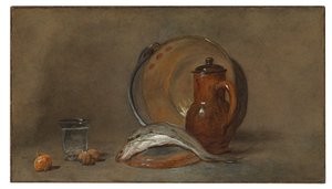 Stilleben med fisk og en kobbergryte av Jean Baptiste Simeon Chardin