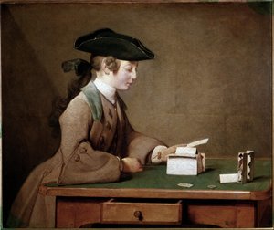 The House of Cards (olje på lerret av Jean Baptiste Simeon Chardin