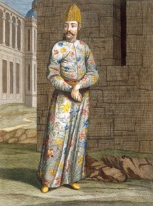 Ich-Oglan, plate 8 fra 'Samling av hundre trykk som representerer Levantens forskjellige nasjoner' av Charles de Ferriol, gravert av Gerard Scotin (1671-1716), 1707-08 (farget gravering av Jean Baptiste Vanmour