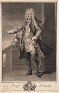 Stanislas Leszczynski (Leczinski), kalt Beneficenten - Stanislaw I Leszczynski (1677-1766), konge av Polen - Van Loo, Jean Baptiste (1684-1745) - 1705 - Kobberstikk - 53,5x33 - Privat samling