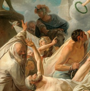 Saint Barthelemy#39;s martyrium (detalj) (maleri) av Jean Bardin