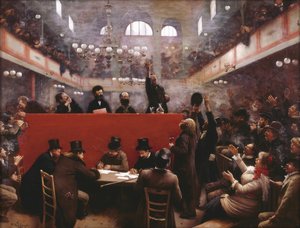 Ved Graffard Møtehall Møte i Graffard Hall, 1884 av Jean Beraud