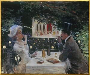 Middag hos ambassadørene. Maleri av Jean Beraud (1849-1935), 1900-tallet. Olje på tre. Mål: 0,37 x 0,45 m. Paris, Musee Carnavalet. av Jean Beraud
