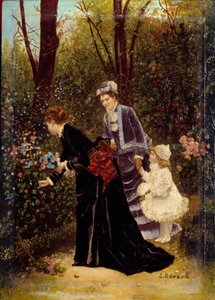 I hagen. Maleri av Jean Beraud (1849-1935) av Jean Beraud