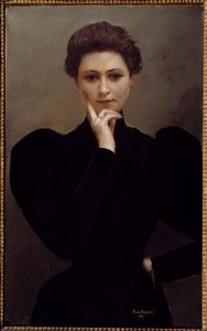 Meditasjon En ettertenksom ung kvinne kledd i mote Belle Epoque. Maleri av Jean Beraud av Jean Beraud