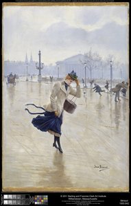Vindfull dag, Place de la Concorde, ca. 1890 av Jean Beraud