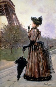 Kvinne foran Eiffeltårnet av Jean Beraud