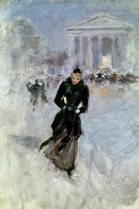 Ung elegant kvinne ved boaen i rue Royale i Paris Maleri av Jean Beraud (1849-1935) Turer fra det 20. århundre, Musee des Beaux Arts av Jean Beraud
