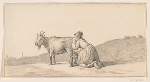 Kvinne melker en geit av Jean Bernard