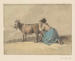 Kvinne melker en geit