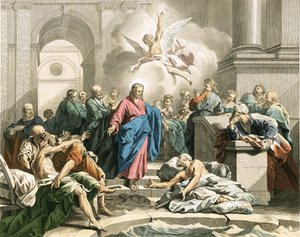 Jesus helbreder en impotent mann ved Betesda-dammen