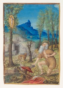 Den botsøvende Sankt Hieronymus i eremitthytten, verso: tekst til antifonen for Sankt Gregor av Jean Bourdichon