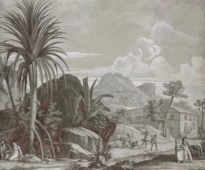 Leaving for a Walk, tapetpanel fra serien "Paul et Virginie", av Dufour & Cie, ca. 1823