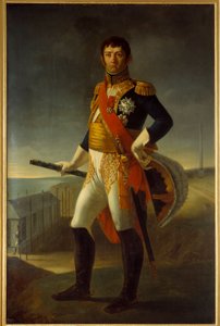 Portrett i full lengde av Nicolas Soult (1769-1851) marskalk av Frankrike, hertug av Dalmatia. Maleri av Jean Broc (1780-1850)