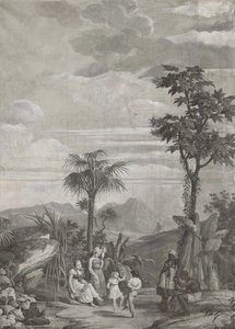 The Children Dance, tapetpanel fra serien "Paul et Virginie", av Dufour & Cie, ca. 1823