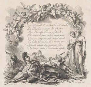 Vignette for den første sangen av Roland Furieux, 1700-tallet. av Jean Charles Baquoy