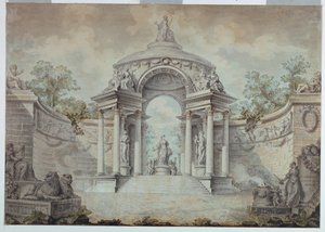 Exedra i en park dedikert til dyder og menneskelige aktiviteter av Jean Charles Delafosse