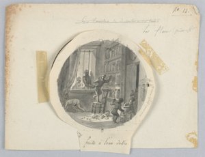 Design for en malt porselenstallerken, frukt i plommebrennevin for Services des Objets de Dessert (Dessertservice) av Jean Charles Develly