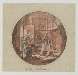 Design for en malt porselenstallerken, Les Marrons (kastanjer) for Service des Objets de Dessert (Dessertservice) av Jean Charles Develly