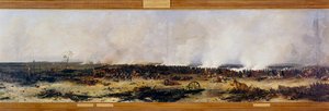 Kampanje for Russland: "" Panorama av slaget ved Moscova 7.09.1812"". Slaget ved Moskova (også slaget ved Borodino) mellom franskmennene av Napoleon I Bonaparte (1769-1821) og den russiske imperiale hæren ledet av Mikhail Golenichchev Kutuzov (Golenishchev