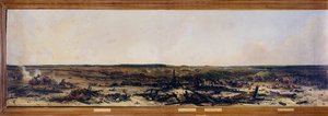 Kampanje for Russland: "" Panorama av slaget ved Moscova 7.09.1812"". Slaget ved Moskova (også slaget ved Borodino) mellom franskmennene av Napoleon I Bonaparte (1769-1821) og den russiske imperiale hæren ledet av Mikhail Golenichchev Kutuzov (Golenishchev