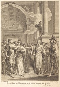 Skjelv ulykkelig konge, din regjeringstid er forbi av Jean Charles Levasseur after Hubert François Gravelot