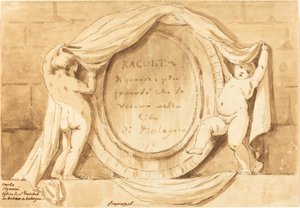 Tittelside: Oval design fra kirken San Michele de Bosco, Bologna av Jean Claude Richard de Saint Non after Jean Honoré Fragonard after Carlo Cignani