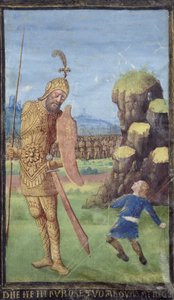 David og Goliat, fra en timebok, ca. 1470
