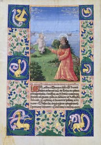 Ms Lat. Q.v.I.126 f.94v Louis of Orleans (1462-1515) ber foran Kristusbarnet, fra Time Book of Hours of Louis dOrleans, 1469