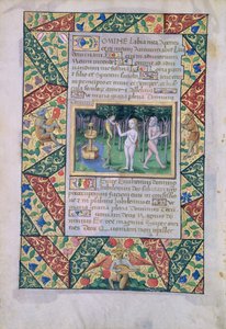 Ms Lat. Q.v.I.126 fol.12v Fristelsen i Edens hage, fra Book of Hours of Louis dOrleans, 1490 av Jean Colombe