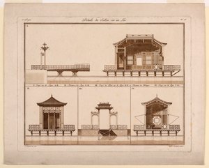Design for kinesisk paviljong i en innsjø
