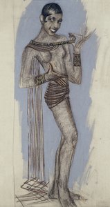 Josephine Baker - En maquette for et viktig lakkpanel, ca. 1927 (blyant på papir) av Jean Dunand