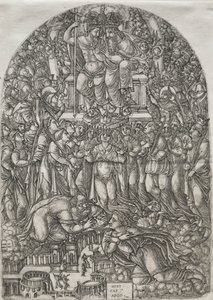 The Apocalypse: An Innumerable Multititude som står foran tronen, 1555. av Jean Duvet
