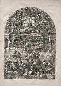 Apokalypsen: Engelen viser St. Johannes fontenen av levende vann, 1546-1556. av Jean Duvet