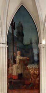 Forkynnelse av Michel le Nobletz (1577-1652) utenfor en kirke i Bretagne - Fresco, Saint Corentin Cathedral (Saint-Corentin), Quimper
