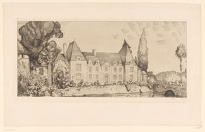 Utsikt over et slott på vannet Vue du château de Villaines