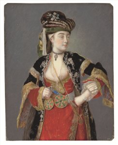 Antatt portrett av Laura Tarsi i tyrkisk kjole av Jean Étienne Liotard