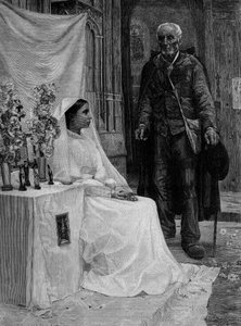 Offer til Gud. Gravering etter maleriet av Jean Eugene Buland (1852-1926). 1800-tallet. I "" The Illustrous World"" nr. 1240 av 1. januar
