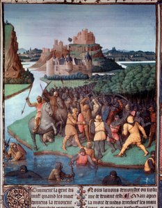 Slaget mellom jøder og makedonere Miniatyr hentet fra "The Book of Ancient Jewish"" (Judaic Antiquities) av Jean Fouquet (1420-1481) 1400-tallets Paris, B.N. av Jean Fouquet