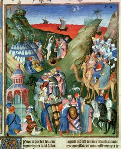 Fr 247 f.49 Tome 1 Hebreerne i ørkenen, illustrasjon fra 'Antiquites Judaiques', ca. 1470 av Jean Fouquet