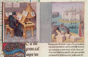 Ms.fr.273 fol.7 Livy (59 f.Kr.-17 e.Kr.) Skrift og grunnlaget for Roma, fra 