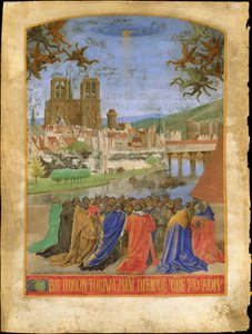 Guds høyre hånd som beskytter de trofaste mot demonene, ca. 1452-1460 (tempera og bladgull på pergament)