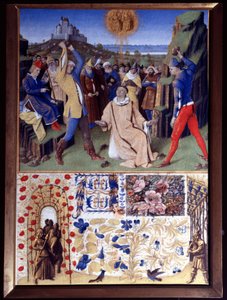 St. Stephens martyrdød ved steining av miniatyr hentet fra "The Book of Hours of Etienne Chevalier" av Jean Fouquet (1420-1477/1481) av Jean Fouquet