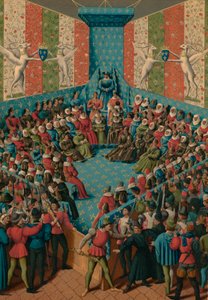 Dom over Johannes II av Alencon, 1400-tallet av Jean Fouquet