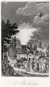 Fyrverkeri ved Jardin de Tivoli, ca. 1826 av Jean Francois Garneray