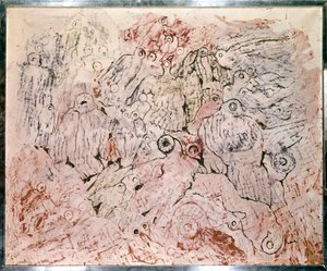 Til 100 000 duer-maleriet av Max Ernst (1891 - 1976)