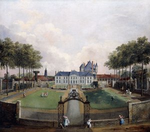Utsikt over Chateau de Mousseaux og dets hager,