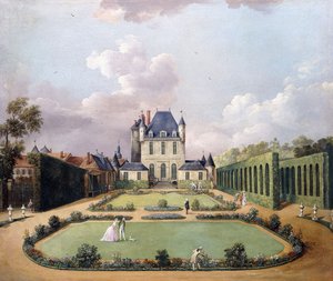 Utsikt over Chateau de Mousseaux og dets hager,