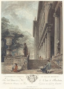 Kolonnaden og hagene til Medici-palasset, ca. 1776 av Jean Francois Janinet